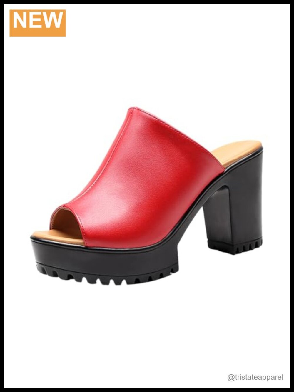 Faux Leather Platform Block Heel Slide Sandals Peep Toe Party Dress Shoes